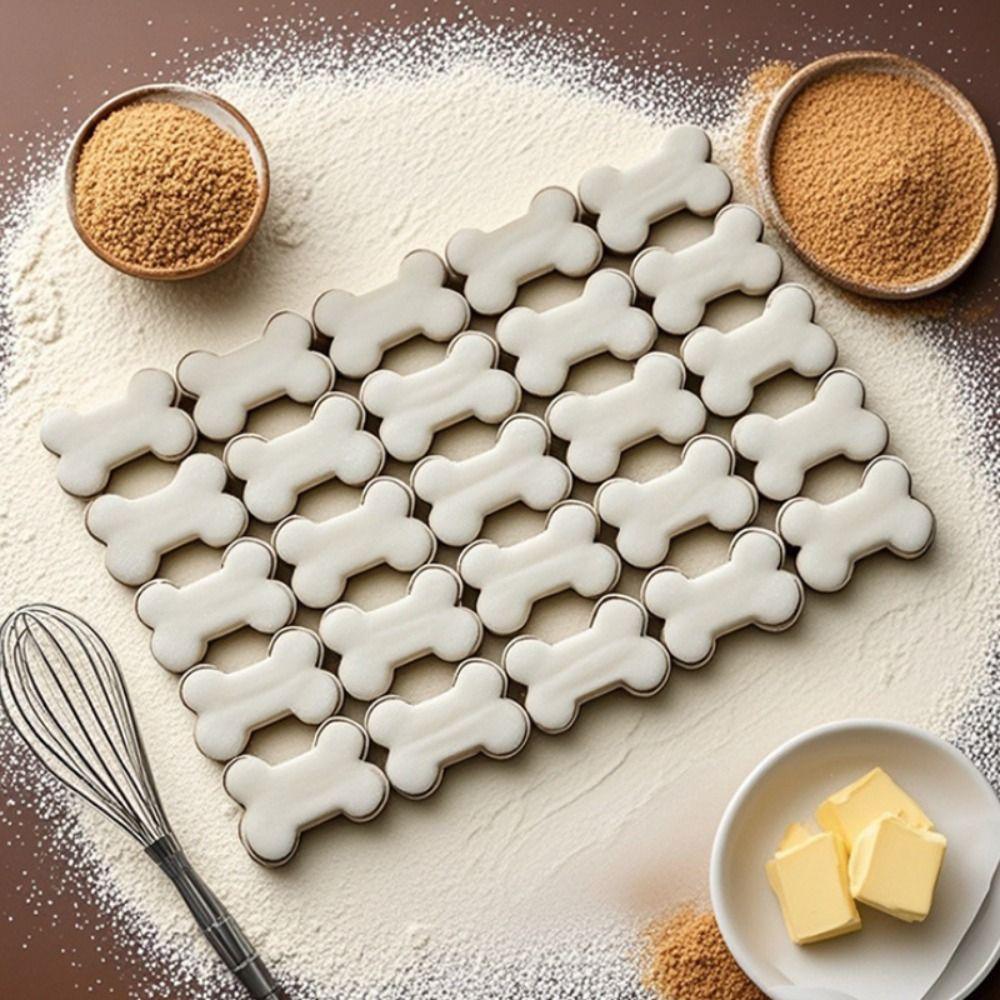 Stainless Steel Cookie Cut Mold 3D Biscuit Embosser Candy Bone Shaped Cookies Cutters  Kitchen