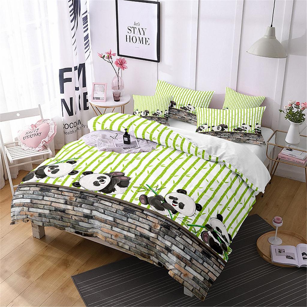 Children'S Cartoon Animal Panda Dog Toy Car Bedding 3D Digital Printing Three-Piece Set