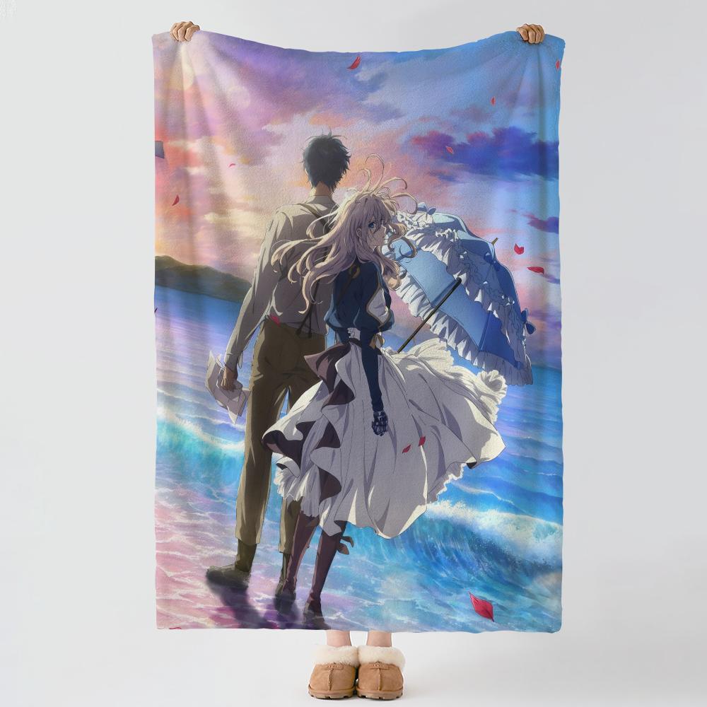 Anime V-Violet Evergarden-n Throw Thick Comfort Flannel Quilt, Multi-scene Use Indoor Outdoor Daily Nap