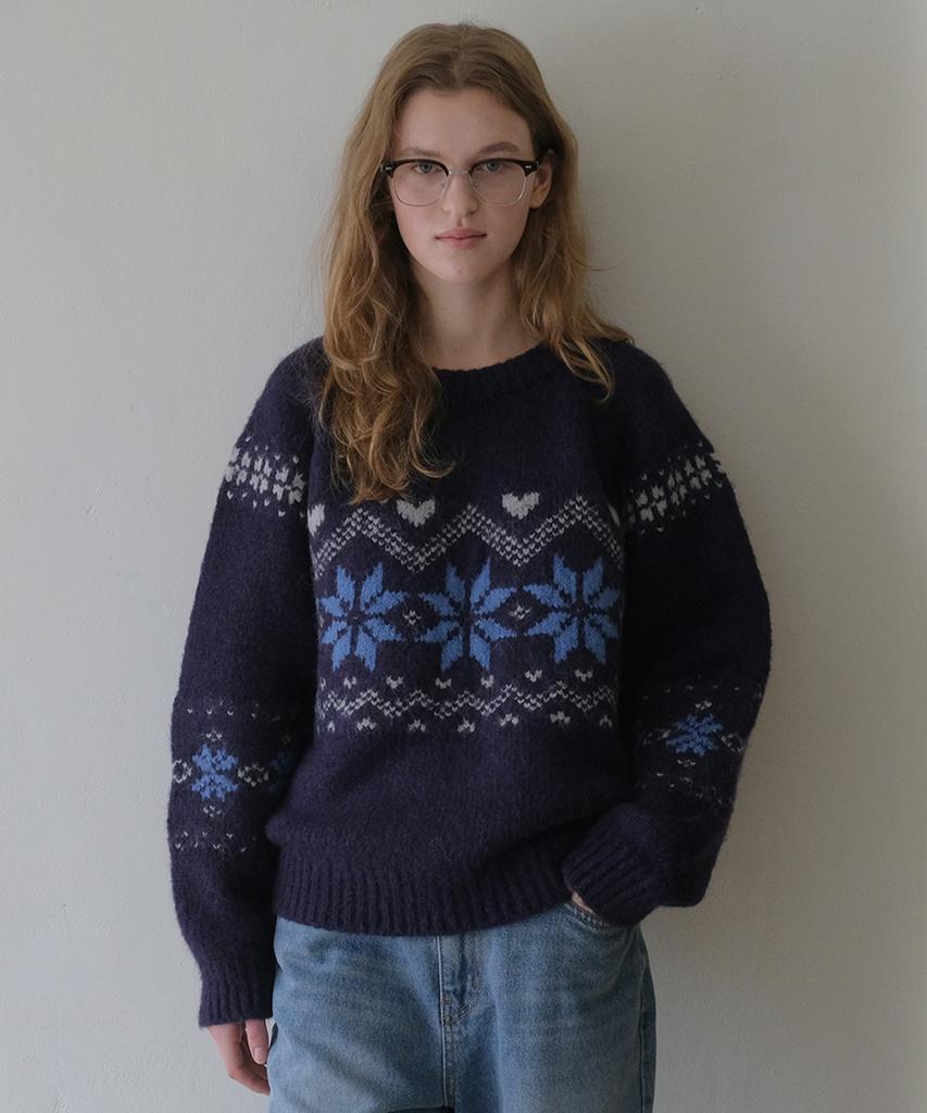 Sseomweeobeoteo Aro Alpaca Nordic Knit - Navy