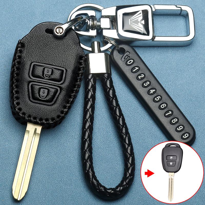 Styling Mouldings Leather Car Key Case Cover for Toyota Rav4 MK4 Rav 4 Corolla Fielder Vitz Remote 2/3/4 Buttons Shell Fob Shell