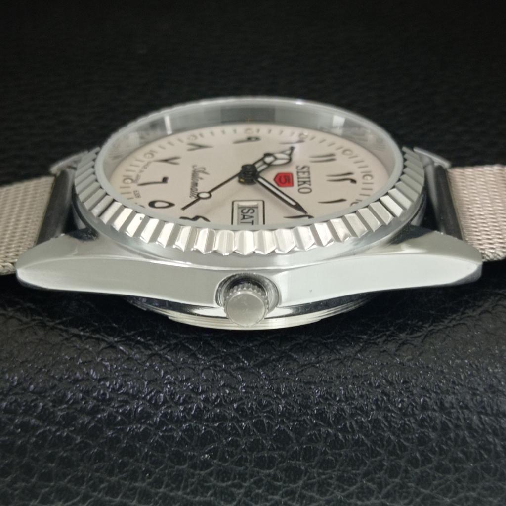 VINTAGE SEIKO 5 AUTOMATIC 6309A JAPAN MENS REFURBISHED WHITE WATCH A442486-1