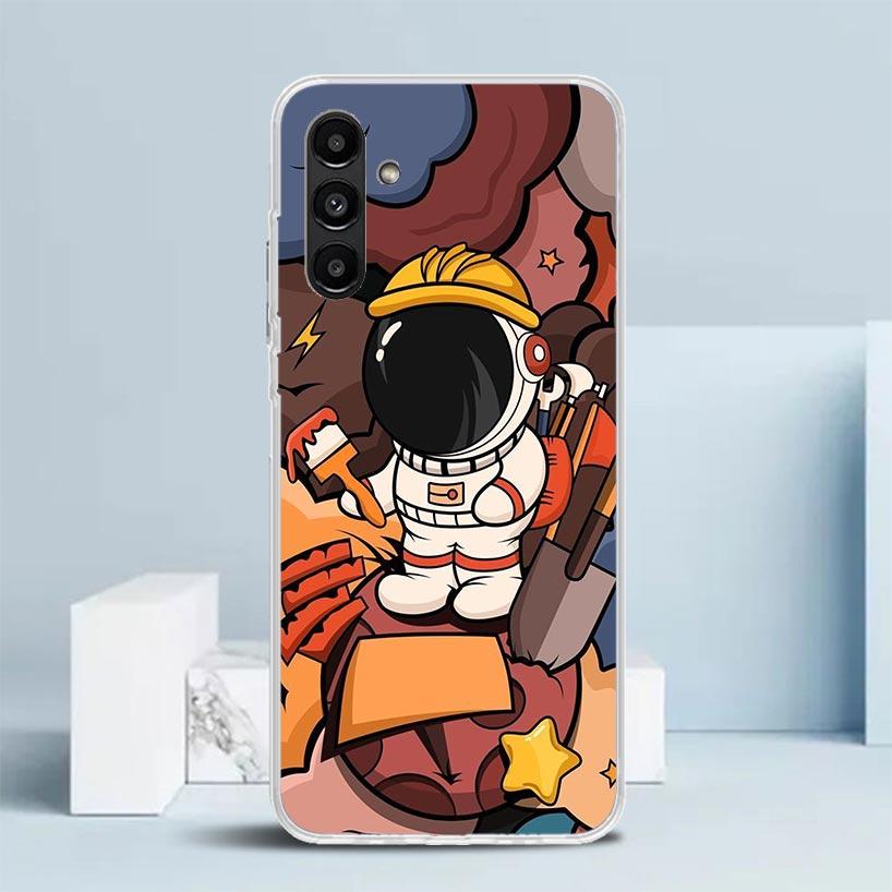 Cartoon Planet Astronaut Star Rocket Phone Case For Samsung Galaxy A17 A37 A57 A16 A15 A14 A13 A56 A55 A54 A53 A36 A35 A34 A33 A