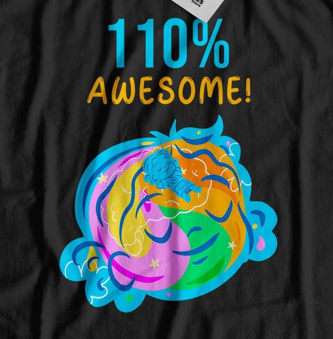 110% Awesome! Unisex Autism Awareness T-Shirt Autistic Gifts & Asperger Tees 4XL