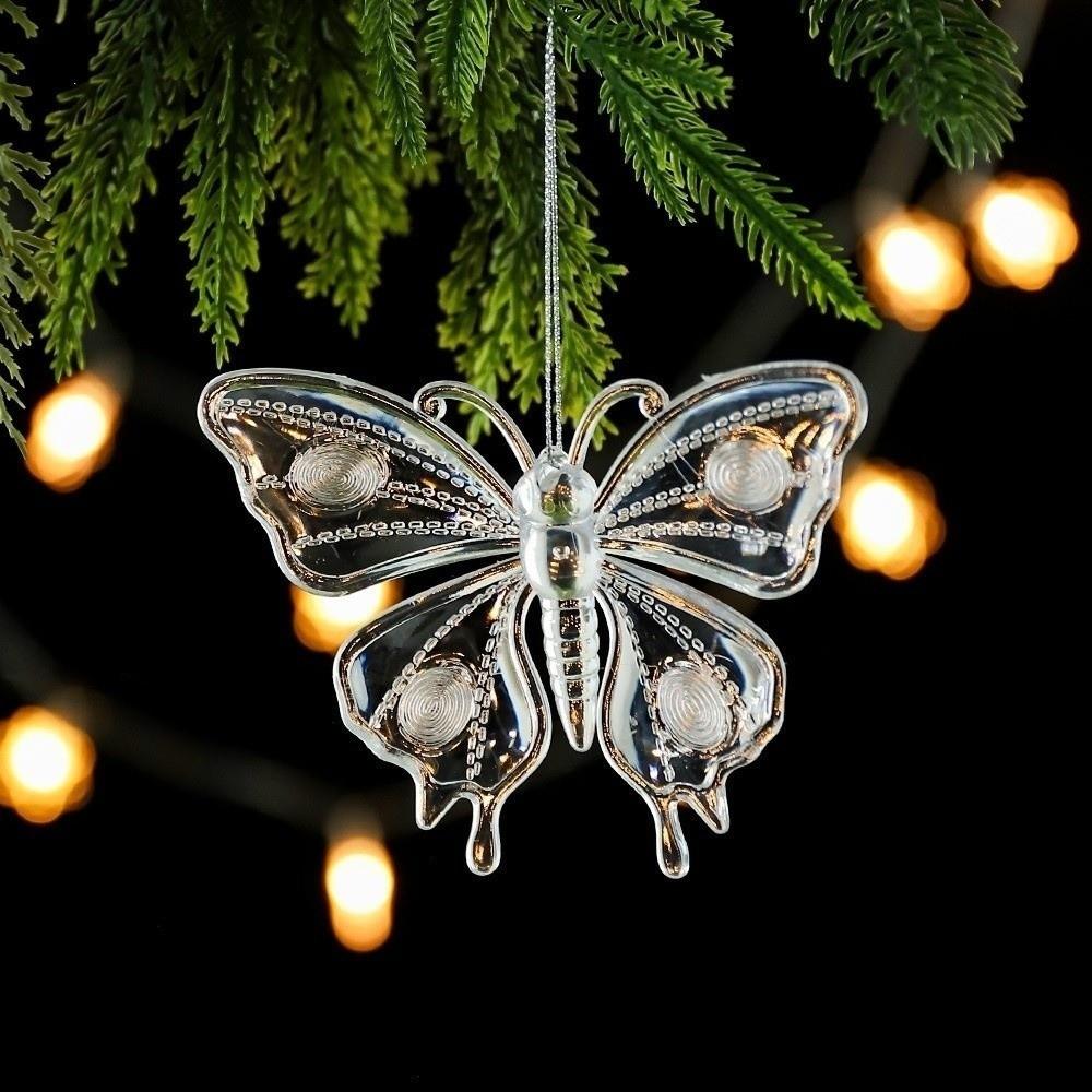 Snowflake Xmas Tree Hanging Ornament Clear Acrylic Christmas Decor Indoor Room
