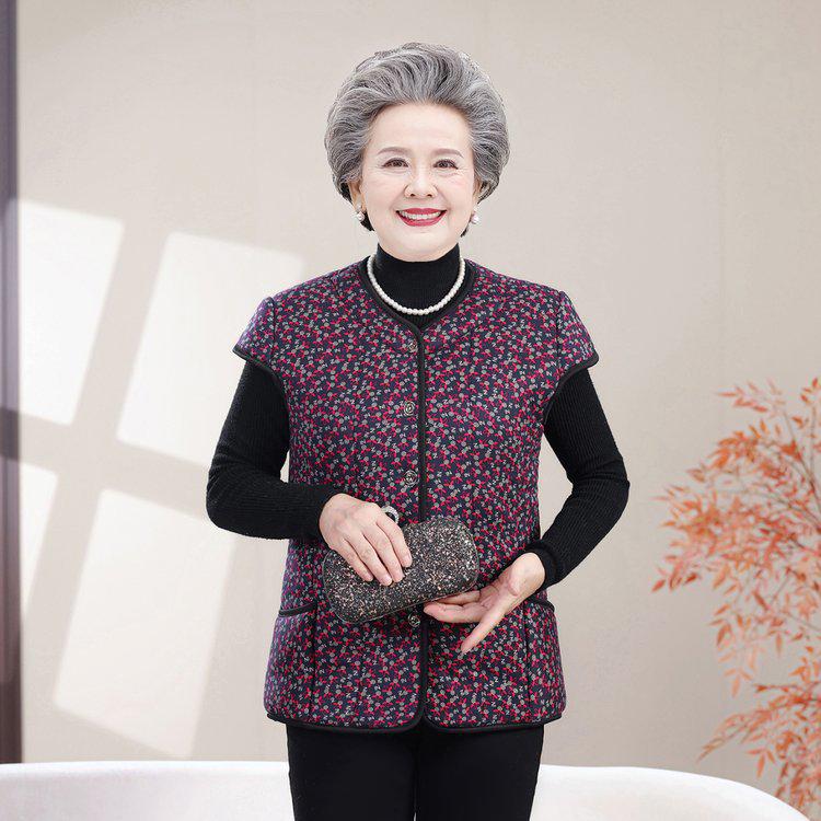 Grandma-Style Sleeveless Cotton Padded Vest with Sleeve Shoulder Protection for Women 2025 - Midlife & Elderly Warmth
