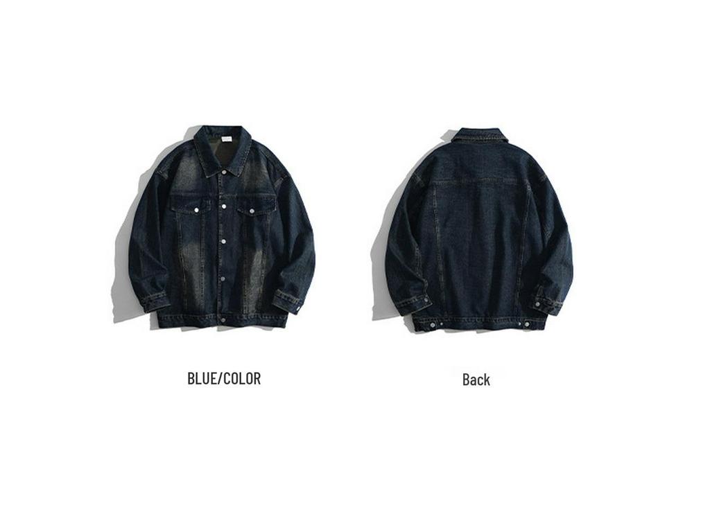 Autumn/Winter Retro American Lapel Denim Jacket - Loose Fit, High-End Workwear Style
