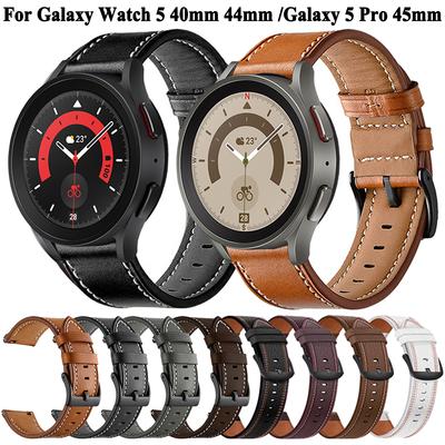 20mm Leather Strap Watchband For Samsung Galaxy Watch 4 5 40mm 44mm/Watch4 Classic 42mm 46mm Original Watch5 Pro 45mm Bracelet