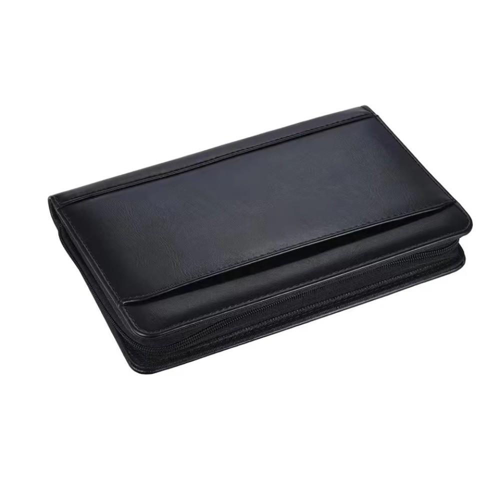 A5 Business Portfolio Zippered Multi-functional Portfolio Folder Memo Note Pad with Business Card Holder Document Case Organizer