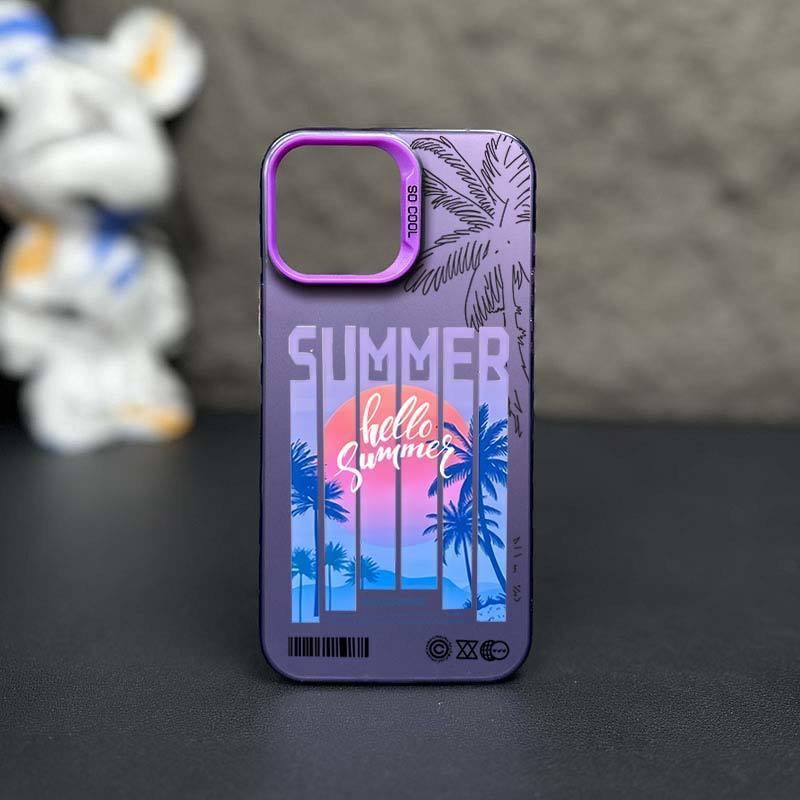 Sunset Coconut Tree iPhone Case for iPhone 16Pro/15/14/13/12/11/XS Max/Plus - Trendy Laser Design