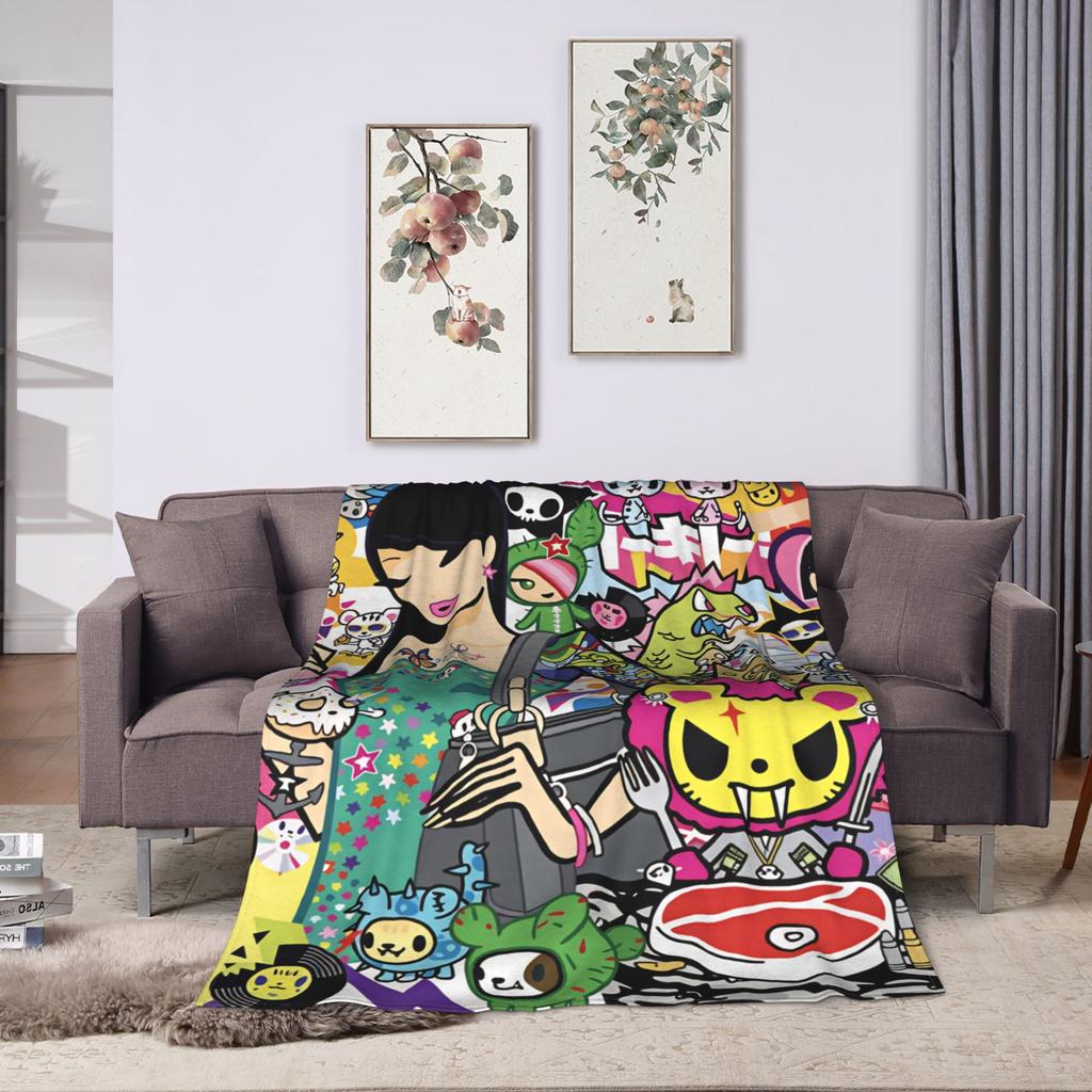 T-Tokidoki-S Warm Soft Blanket Camping Plush Throw Blanket Aesthetic Bedroom Flannel Bedspread Sofa Bed Cover