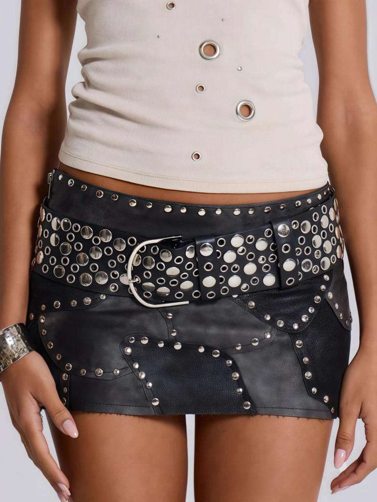Y2K Punk Hip Hop Eyelet Rivet Waist Belt - Slimming, Versatile, One Size