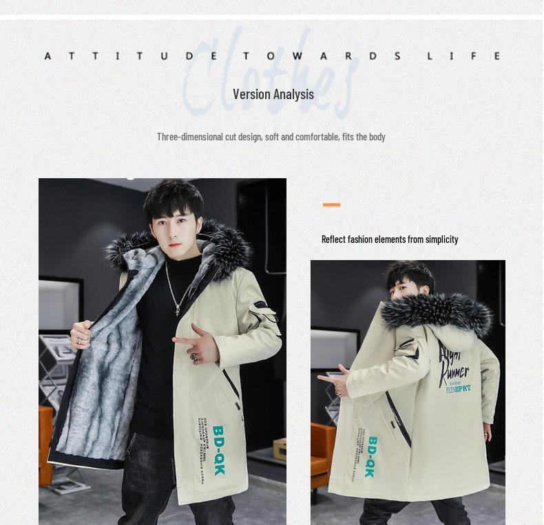 Parka d'hiver mi-longue en coton pour homme 2025: Vêtements d'extérieur épais, doublés de velours, chauds