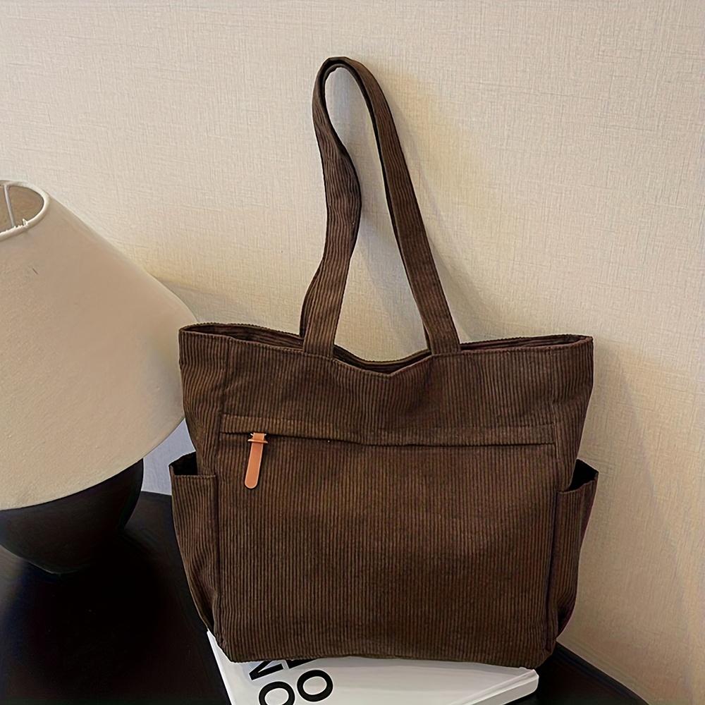 Damen Retro Schultertasche Cord Multi-funktionale Handtasche Große Kapazität Studenten Schulter Pendler Tragetasche Für die Arbeit