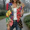 Women's Fashion Plaid Print Long Sleeve Ruffled Open Front Jacket