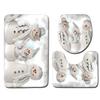 4pcs Shower Christmas Curtain Toilet Cushion Set Cover Mat Pad Rug Xmas Bathroom