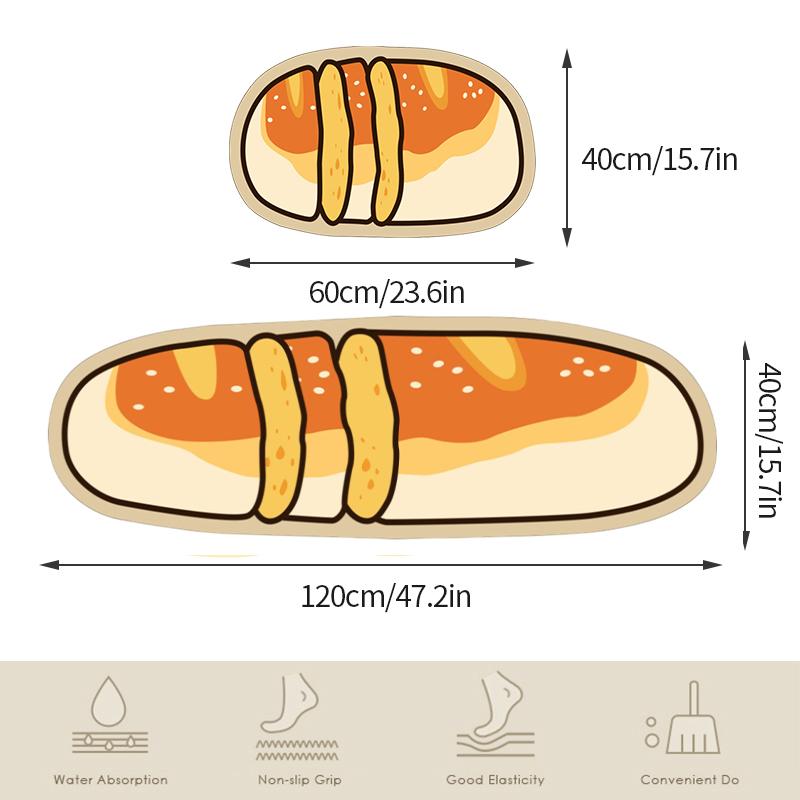 Crystal Velvet Kitchen Mat Non-slip Foot Mats Cartoon Food Breads Shape Carpet for Living Room Absorbent Bathroom Rug Doormat