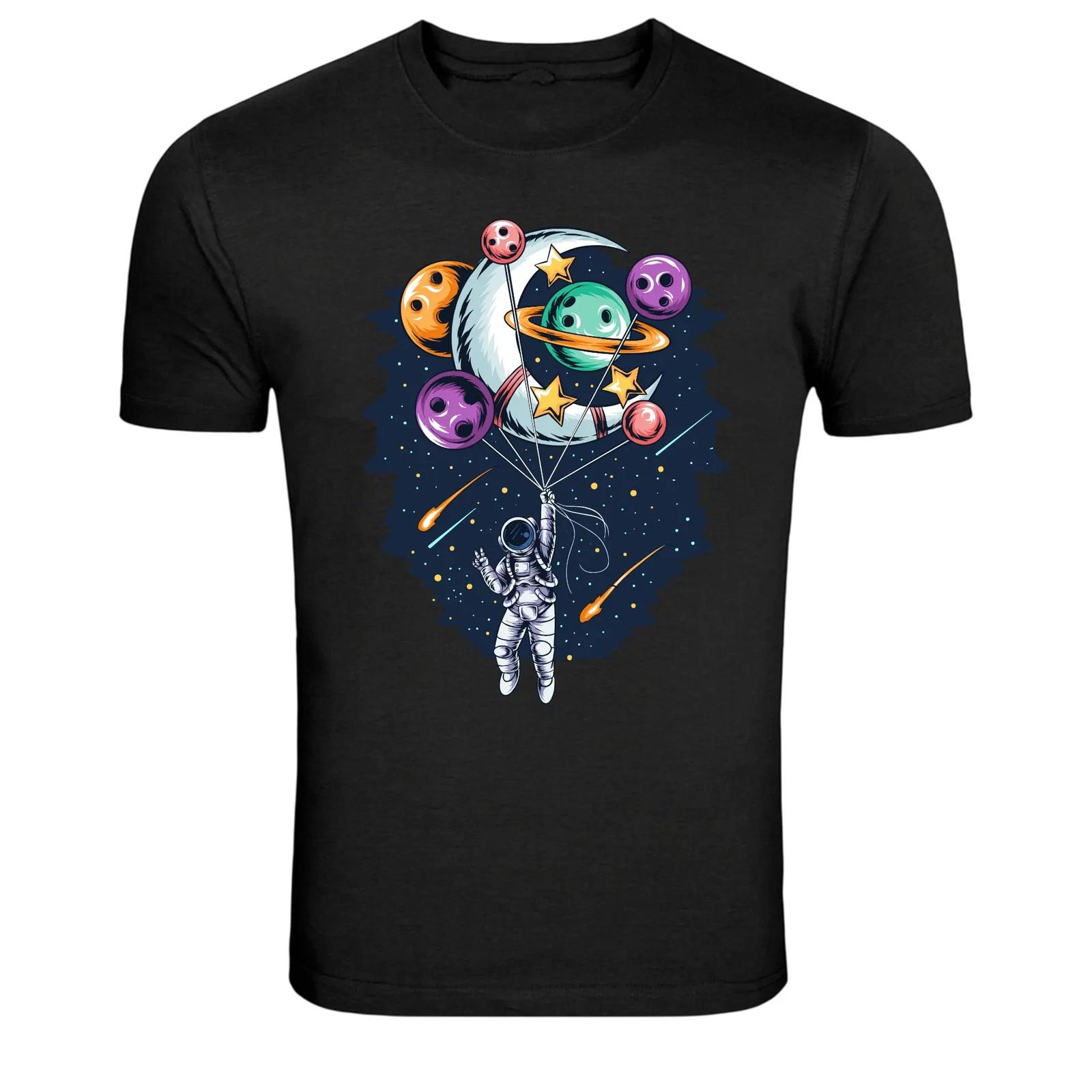 Astronaut Balloon Planets Graphic T Shirt Space Art Tee L