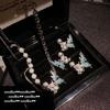 Italian Vintage Court Enamel Butterfly Pearl Necklace, Sotheby'S, Butterfly Angel Drop Glaze Earrings, Set