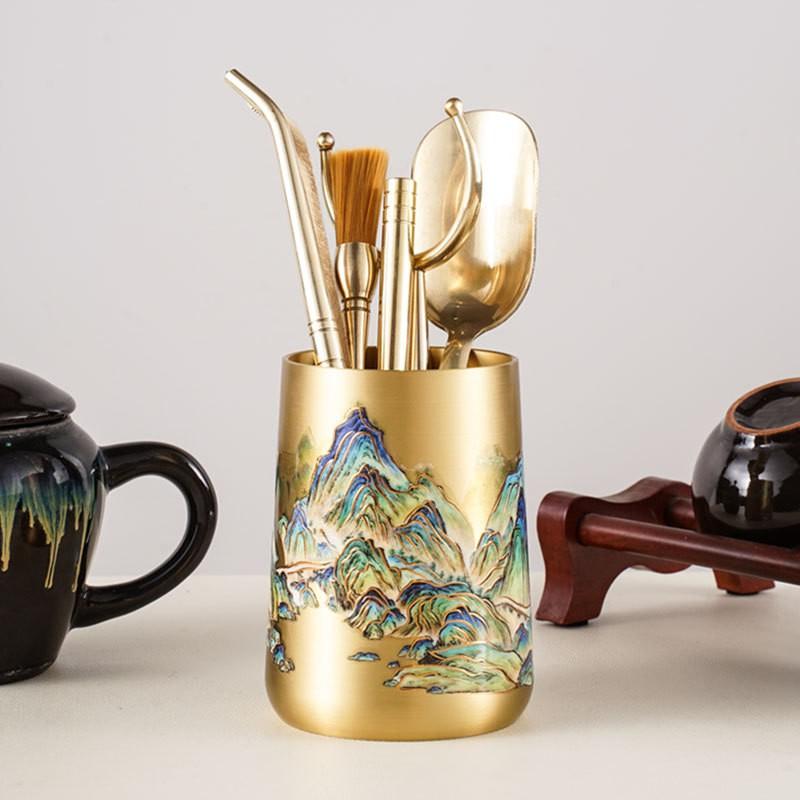 Brass Tea Ceremony Six Tools Set Gongfu Making Home Use Chinese Style Accessories