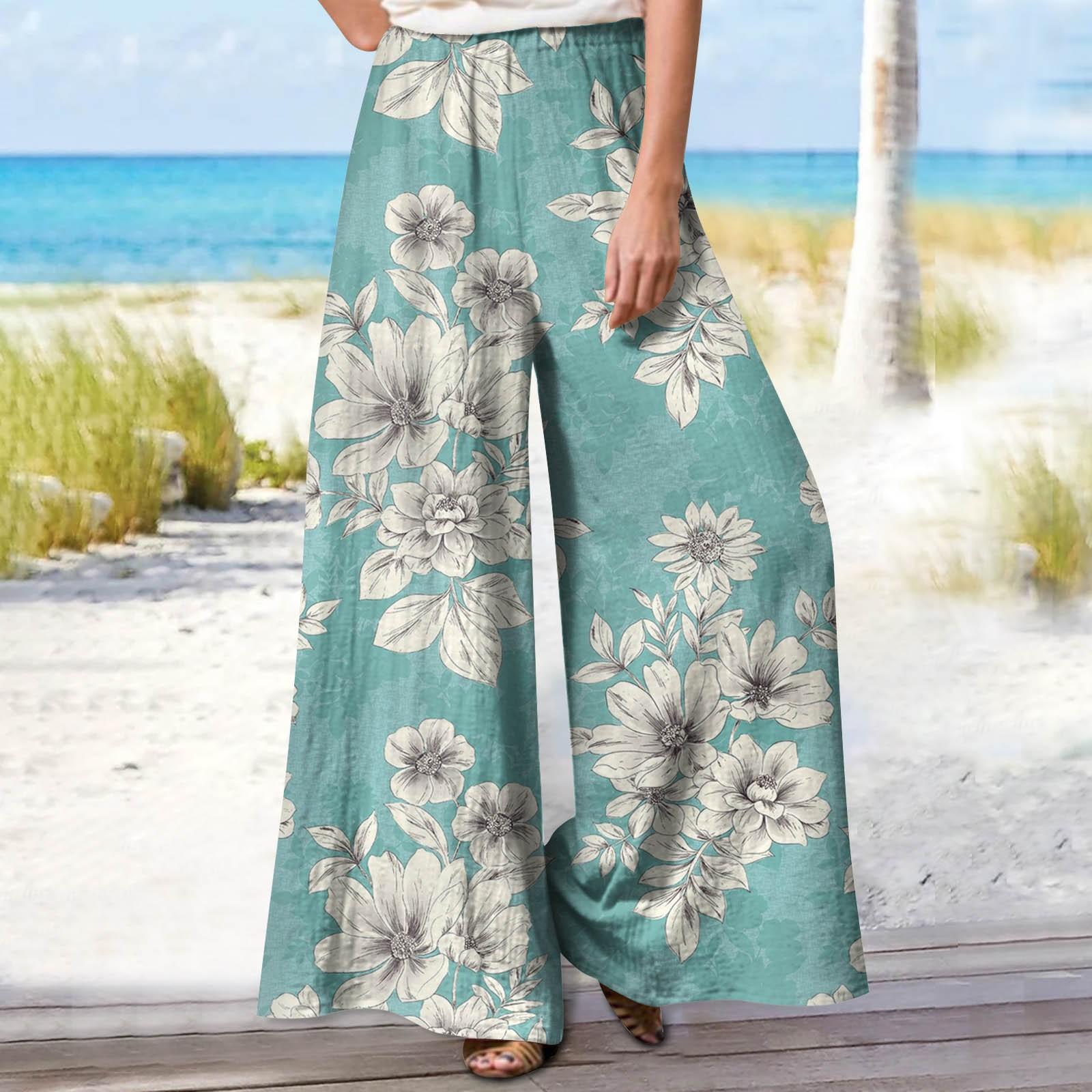 

Женские летние свободные повседневные широкие брюки с эластичной резинкой на талии и брюками XXL