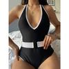 New One-piece Swimsuit Sexy Belt Solid Color Bikini Explosion Swimsuit Spot JH012