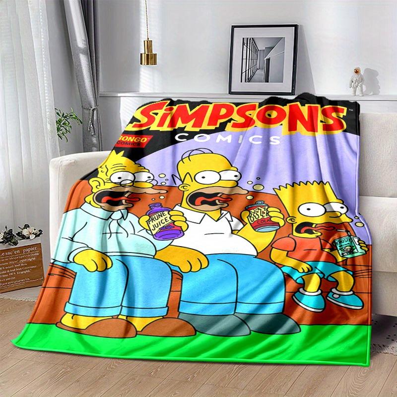 Manta de Dibujos Animados Los Simpsons, Manta Cálida Linda de Felpa Corta, Decoración del Hogar para Sala de Estar Sofá Cuatro Estaciones Viaje