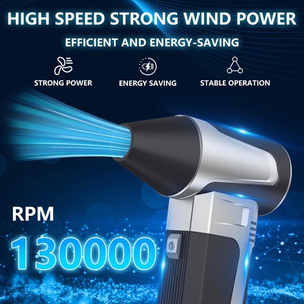 Electric Air Duster 3 Gear Adjustable Blowing Snow Cleaning Blower Tool 130000RPM Car Fan Portable Type-C Charging Turbo Jet Fan