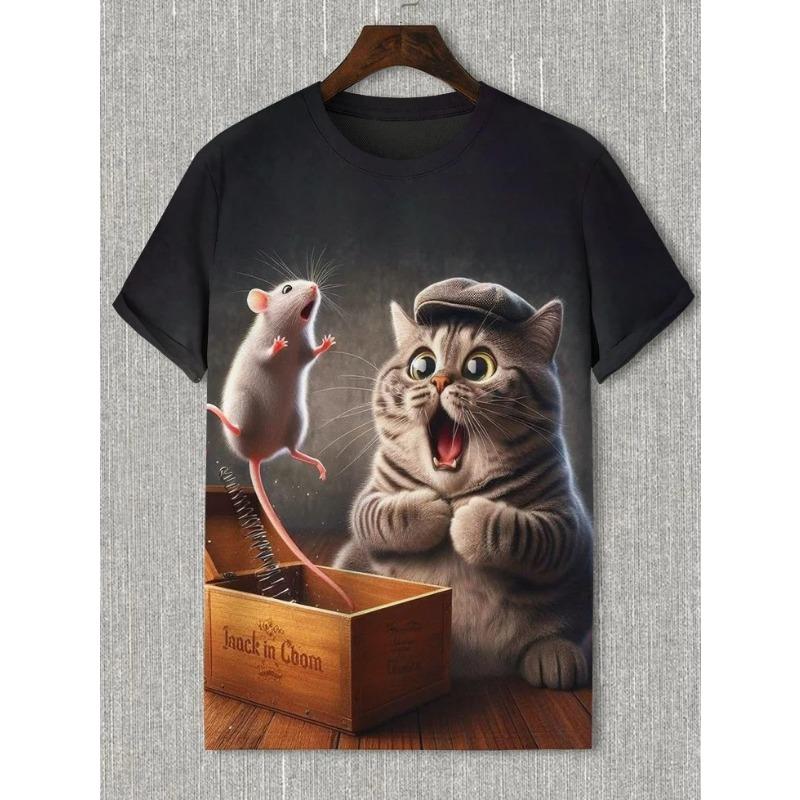 Summer Men's Fun Frog Art 3D Print T-Shirt Men's & Women's Short-Sleeve Crew Neck T-Shirt Relaxed Fit Casual Cartoon Top