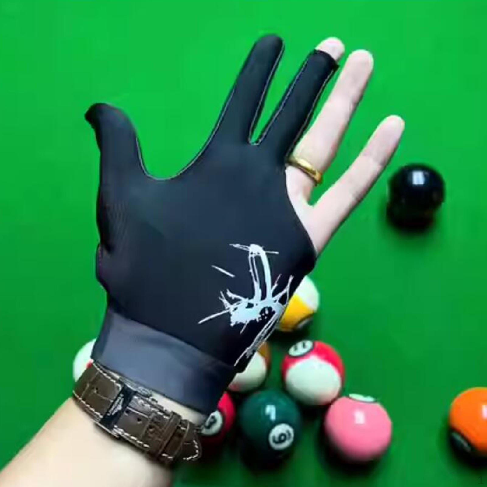 

Бильярдные перчатки с 3 пальцами, дышащие перчатки для игры в кий для мужчин и женщин, black Splicing
