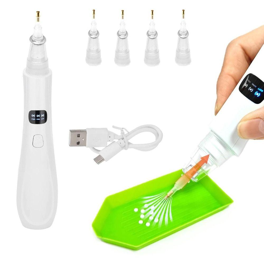 

DIY Craft Vacuum Diamond Painting Pen Kits Embroidery Suction Point Drill Tool for Nail Art with 4 Heads рожевий