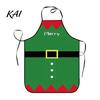 Holiday Housework Bib Christmas Apron with Santa Gingerbread Prints, Waterproof Oil Resistant Cooking Apron, Adjustable Tie for Kitchen Baking