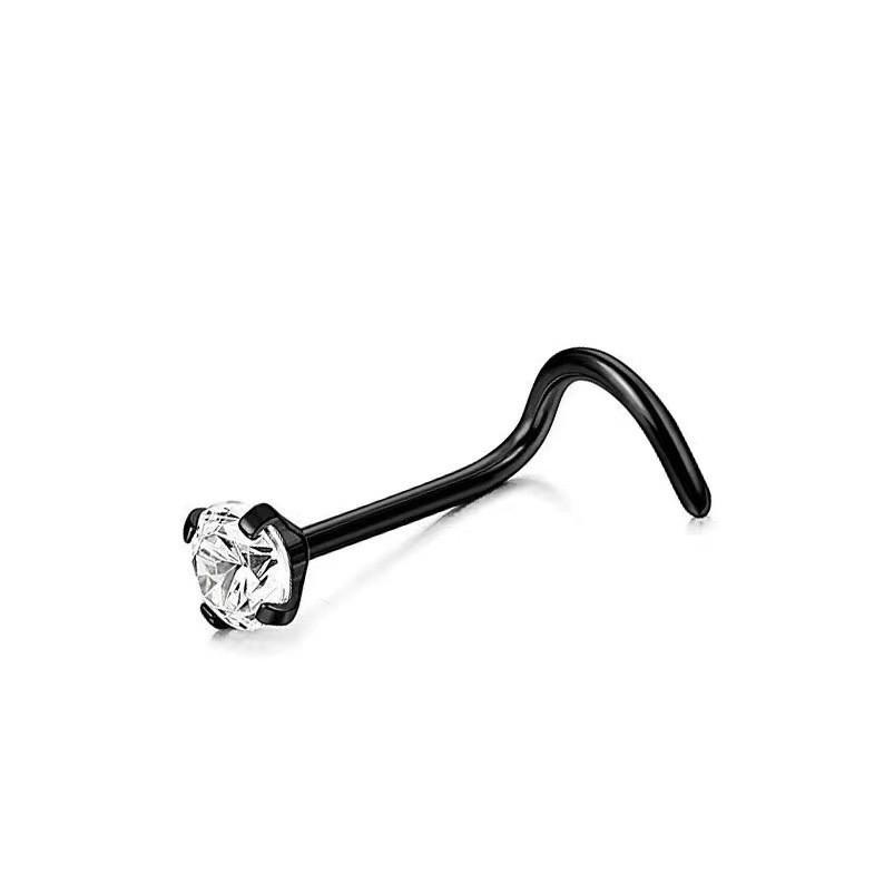 Multi-Color Zircon Stainless Steel S-Bar Nose Studs Jewelry