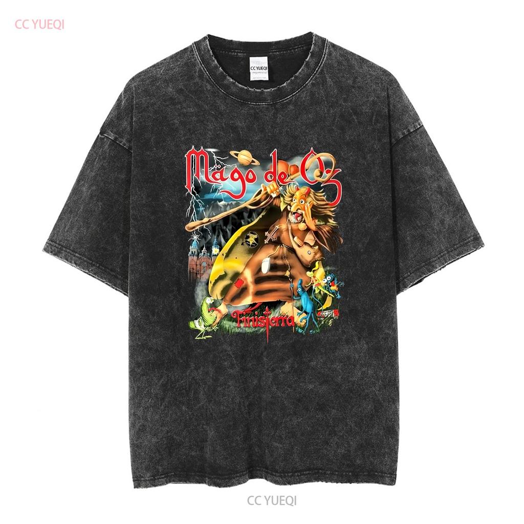 Mago De Oz Rock Band Graphic Short Sleeve Black Shirt Men Women Vintage Washed Streetwear Designer Clothes Stylish Slightly