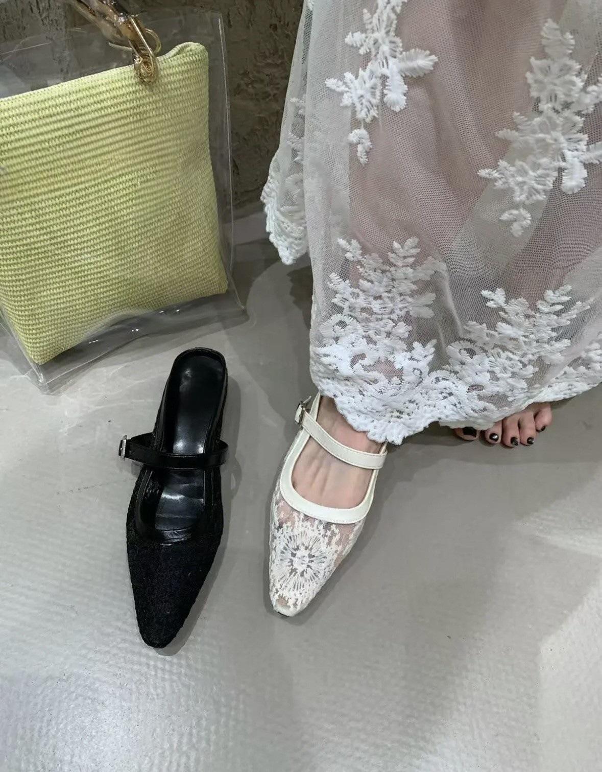 

Новая сетчатая кружевная сумка, головные полушлепанцы, женская летняя обувь, полуботинки, прохладные шлепанцы 40 белый