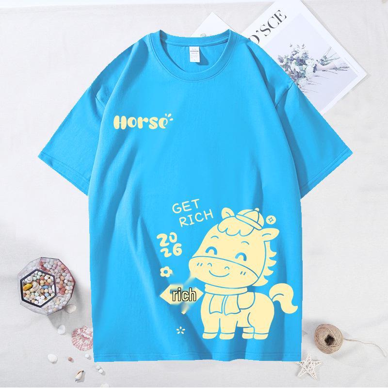 2026 Year of the Horse Red Parent-Child Festive T-shirts for Family of Three or Four