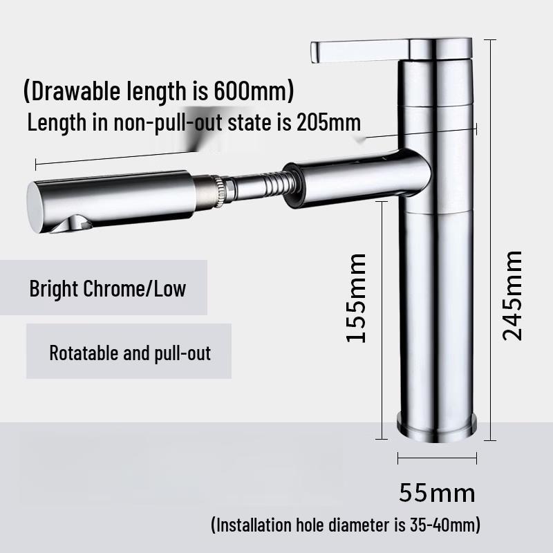 TLXT Bathroom Pull-Out Basin Faucet