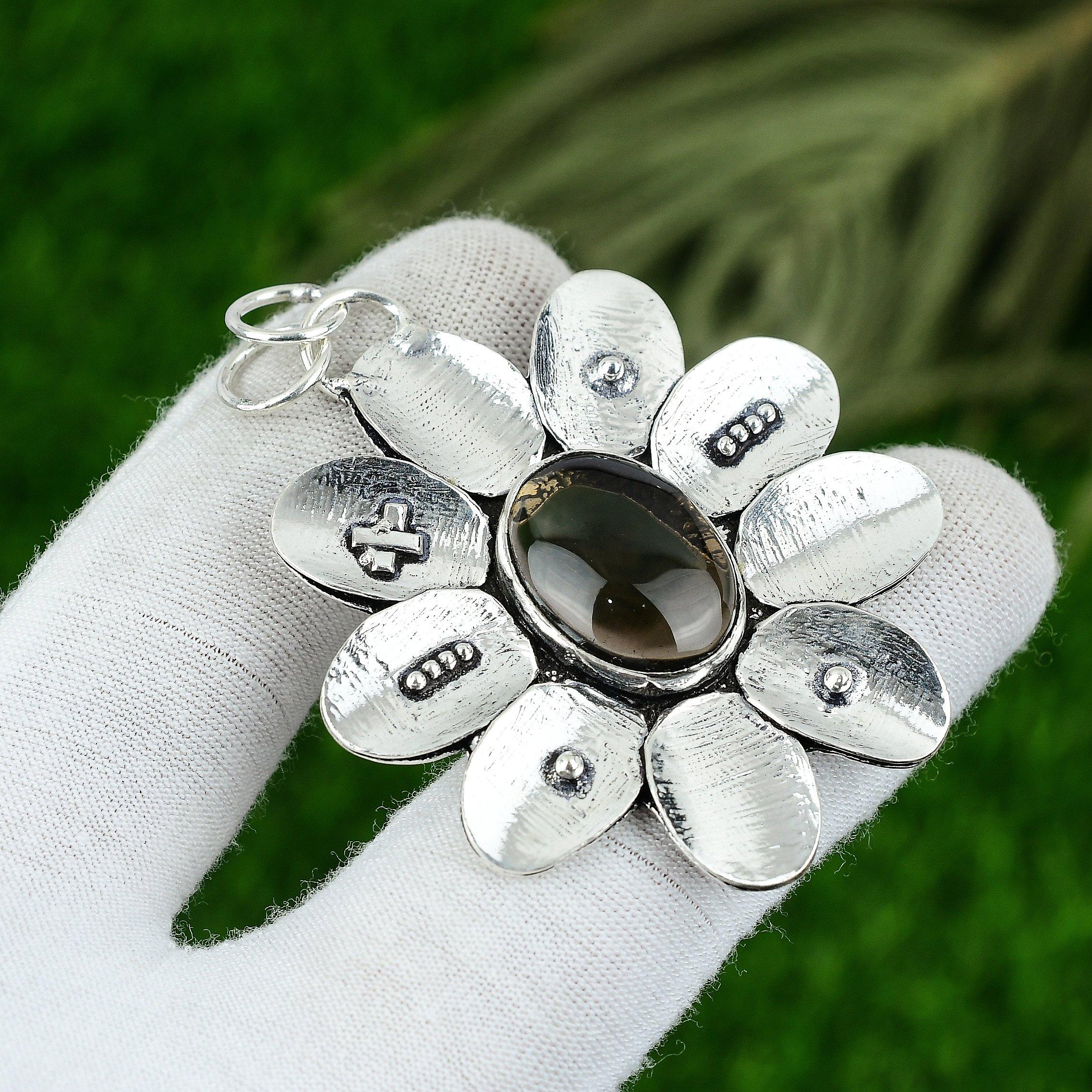 

Natural Smoky Topaz Gemstone Pendant 925 Sterling Silver Jewelry For Girls