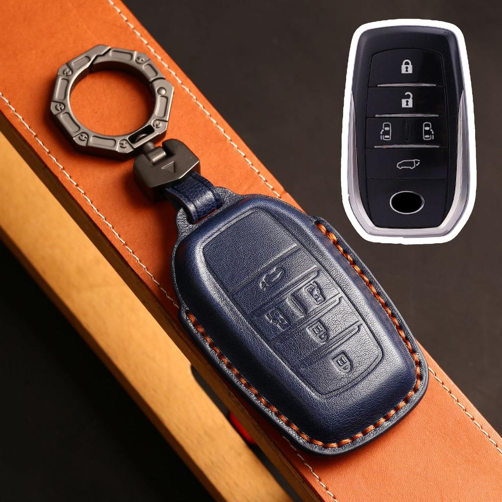 Leather Car Key Fob Case Cover Accessories For Toyota Sienna Rav4 Venza Mirai Hybrid Vehicles Alphard Previa Voxy