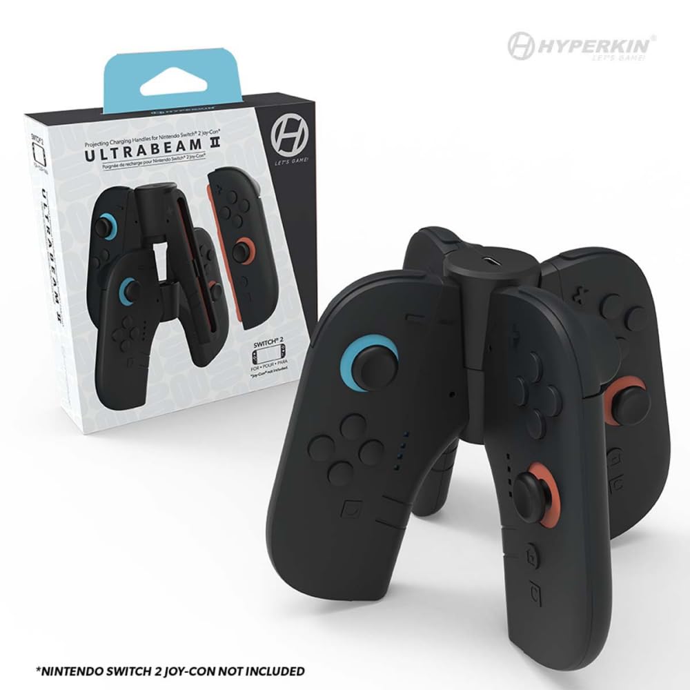 

Hyperkin UltraBeam II Зарядная рукоятка с функцией проекции для Nintendo Switch 2, 2 светодиода, эргономичная, специальная зарядная рукоятка, проектор для Joy-Con,