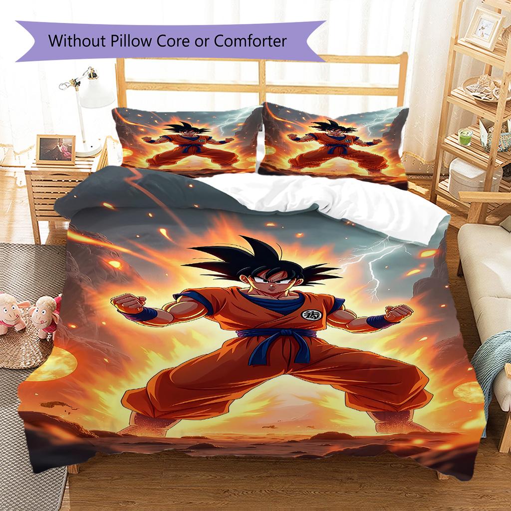 Biancheria da letto con motivo Son Goku, Set piumone Copripiumone Federa Regalo di compleanno per la casa (1 * copripiumino + 2 * federa, senza nucleo)