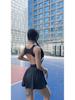 Regina Women's Nude Sports Dress: Anti-Exposure Tennis Skirt with Breathable Fabric and Chest Pad for Outdoor Running and Fitness.