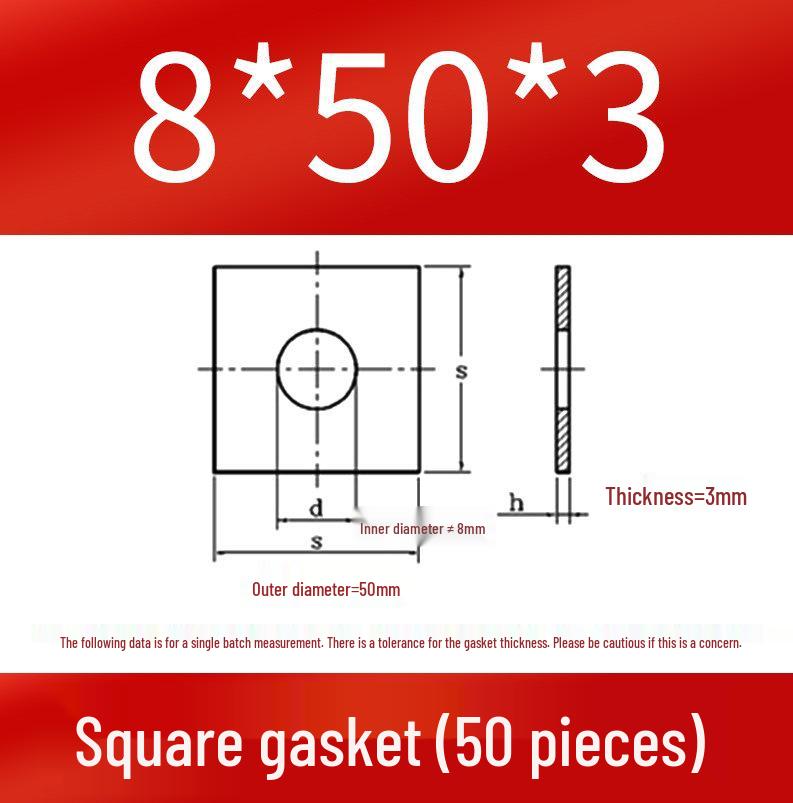Thick Galvanized Square Iron Washer with Hole for M6-M24 Curtain Wall Use