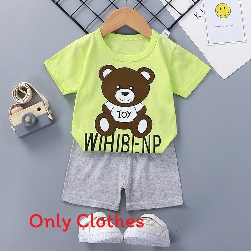 Baby Cartoon T Shirt Shorts Set With Cotton Fabric For Kids Ages 3 To 8