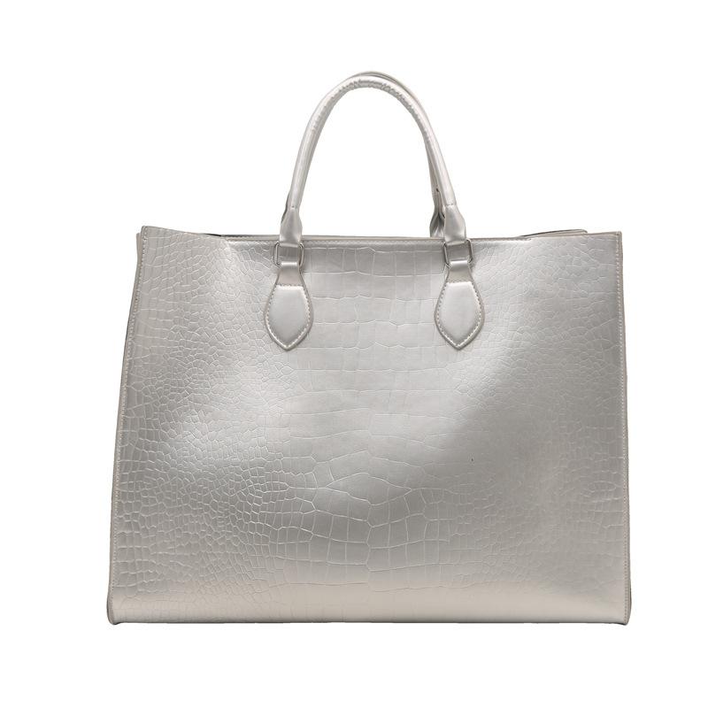 

Premium handbag women s summer new fashion out portable shopping bag large capacity commuter versatile tote bag серебряный