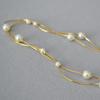 Simple White Pearl Fine Snake Chain Necklace Gypsy Temperament Long Sweater Chain Collarbone Chain Girls Accessories