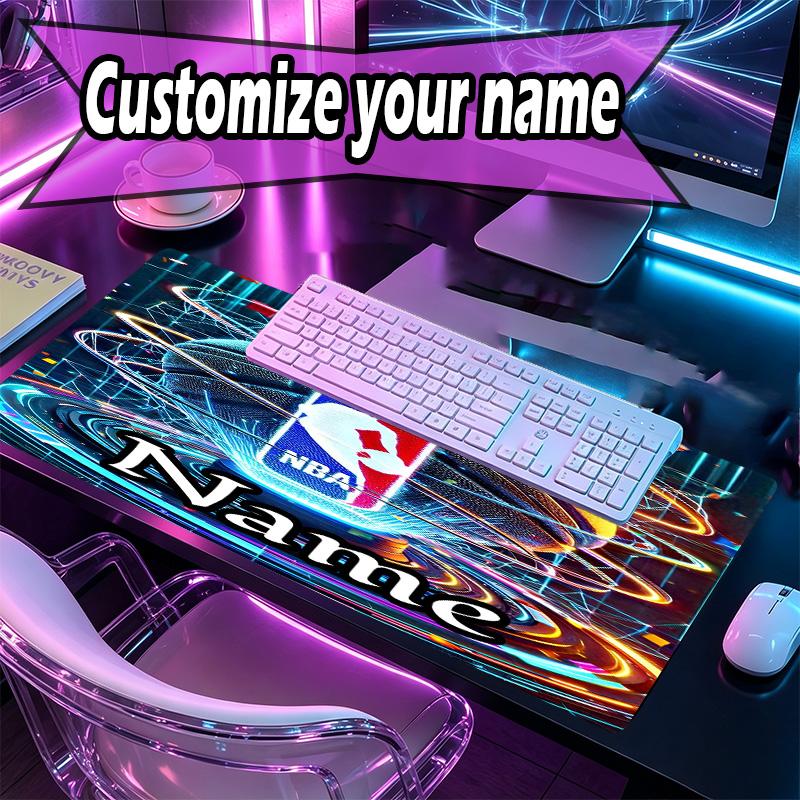 Custom Name Personalized NBA Pattern Mousepad, Laptop PC Desk Mat, Decorative Desk Mat for Home Keyboard Pad Gift