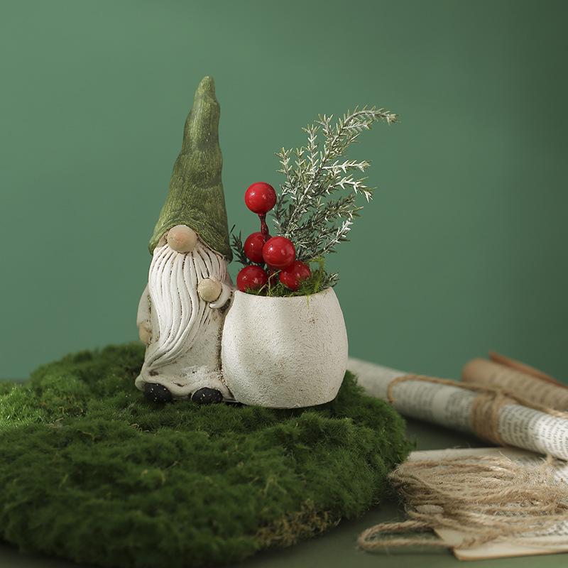2025 Multi-color Faceless Old Man Christmas Flower Pot Ornament with Hat