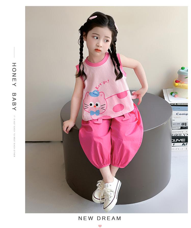 Girls' Summer Set 2026 New Children's Summer Dress Sleeveless Tank Top Two Piece Set Baby Fashionable Summer Thin Clothes
