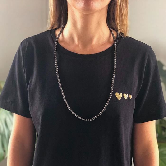 Halsband - SHOP-STORY - Återbildning i hematit - Färg grå - 6 mm pärla - Unisex